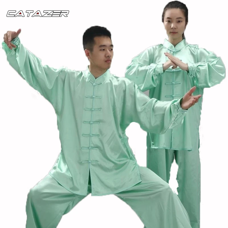 

Shiny Satin Tai Chi Uniform Wushu Kung Fu Martial Arts Suit Wing Chun Jacket and Pants Wing Chun Kung Fu Chinese Clothes