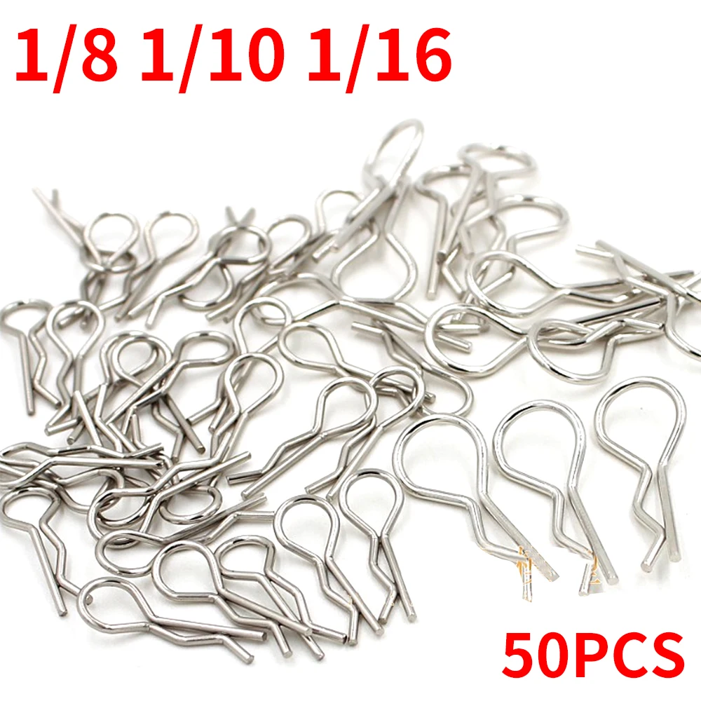 RC Car 50PCS Cars Shell Body R Clips Pins Housing Latch R Buckles Fixed for 1/8 1/10 1/16 Crawler Buggy Monster Truck Drift Car