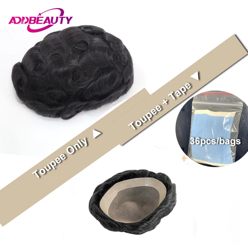 20mm Curly Men's Capillary Prothesis Fine Mono NPU Men Toupee Indian Human Hair Wigs Straight Wave Human Hair System Man Topper