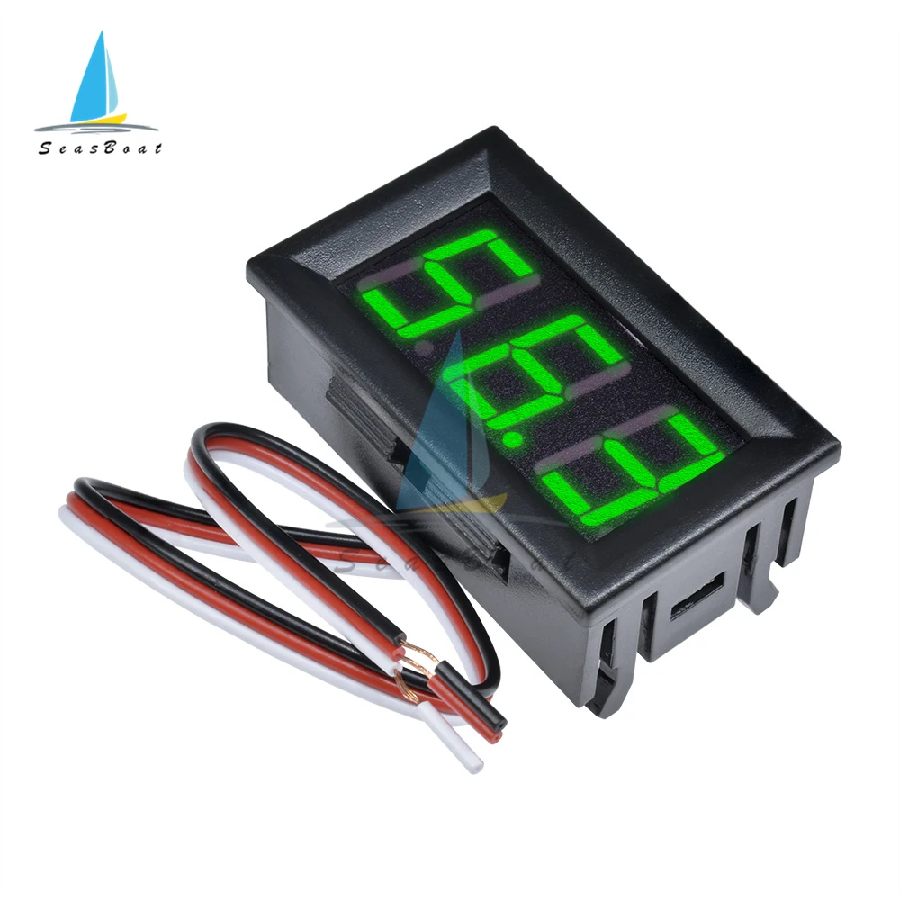 3 Wires 0.56" LED Digital Voltmeter Voltage Meter 0-99.9V Car Motorcycle Volt Tester Detector Monitor Red Green Blue 12V 24V