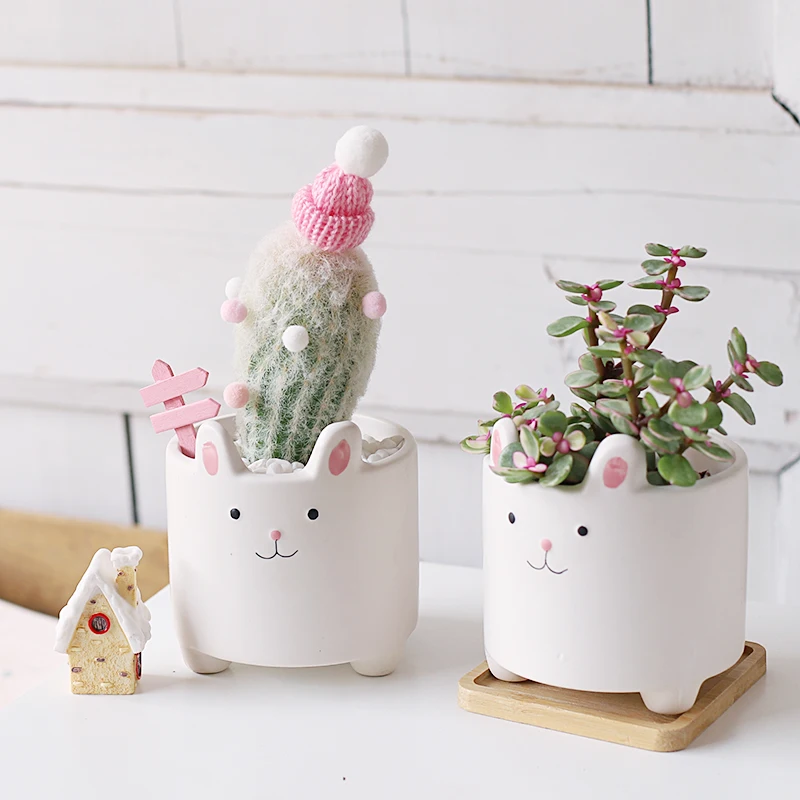 Kawaii Ceramic Animal pot Succulent pots desk decoration Cartoon plant pot flower balcony decorations fioriera terraza y jardin