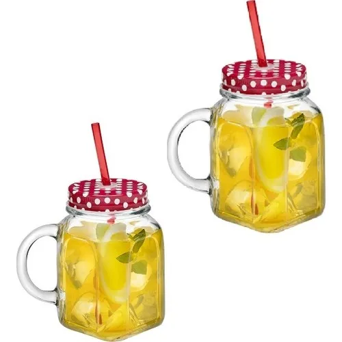 Pasabahce Straw Jar Mug Cup 500 ml x 2 Pcs