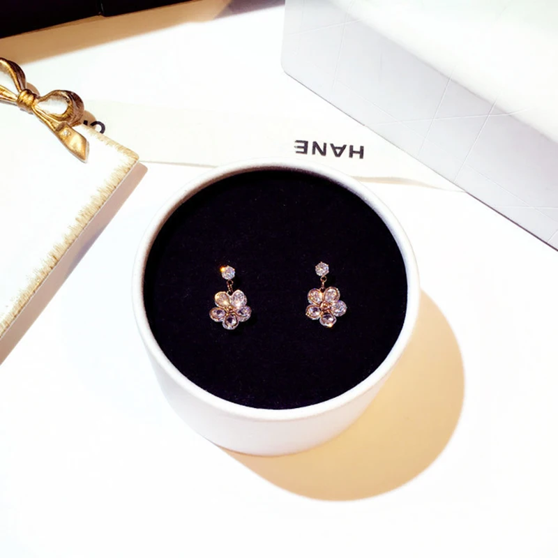 Cute Tiny Bling Crystal Flower Earrring Exquisite AAA Cubic Zircon Stud Earring for Women Feminia Brincos Bijoux Pendant Gift view 5