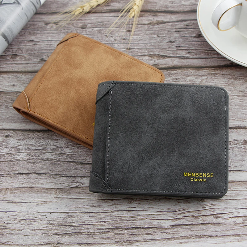MenBense Men's Wallet Business PU Leather Wallet Short Men's Clutch Bag Casual Patchwork Wallet Card Holder Handbag Money Bags