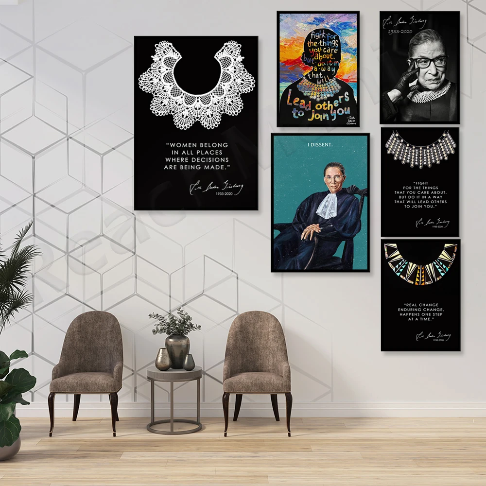 ملصق Ruth Bader Ginsburg Justice Dissent، حقوق المرأة، المساواة بين الجنسين، أنشط الحقوق المدنية لتزيين الحائط من القماش #3
