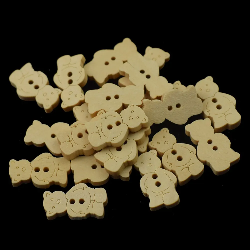 100PCS 2 holes Medvefélék Alakít faipari Összevarrás Szállodai küldönc számára gyerekeknek ruhák scrapbooking decorativa mesterségek botones Szabóipar DIY kiegészítők