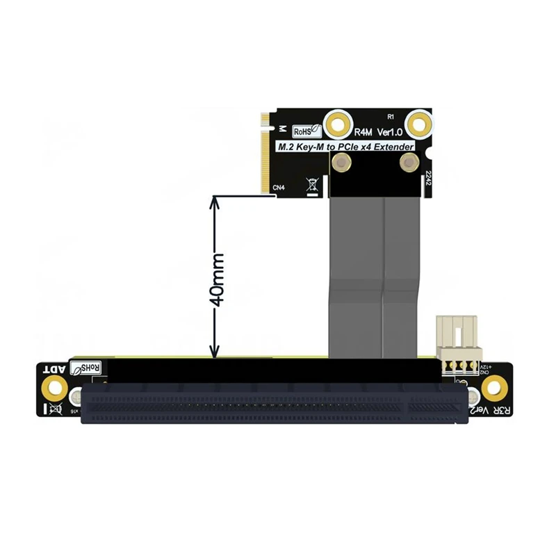 Imagem -02 - Riser M.2 Ngff Nvme Stx Placa Mãe Placas Gráficas Cabo de Extensão Pci-e X16 m2 a 90 Graus Pcie 3.0 16x Jumper