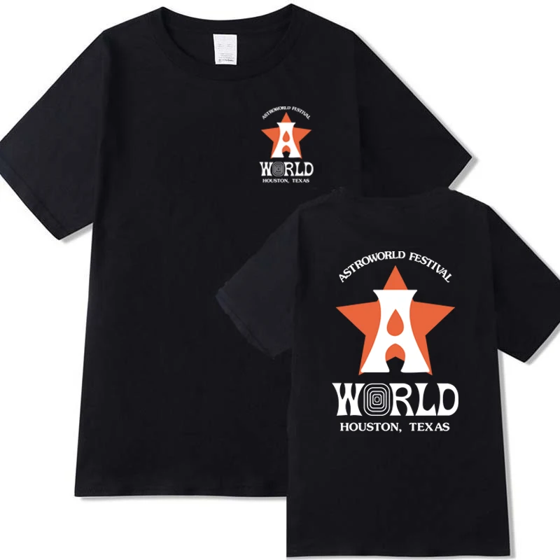 New Arrival ASTROWORLD Print T Shirt Men Women Good Quality Cotton Tshirts Cactus Jack Houston Hip Hop Short Sleeves Tee Tops