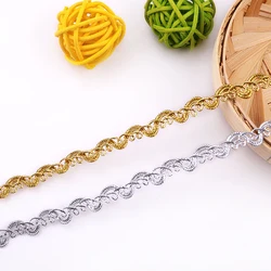 Cortina de sofá de alta calidad, accesorios de costura de bricolaje, cinta de encaje, color dorado y plateado, 2 yardas