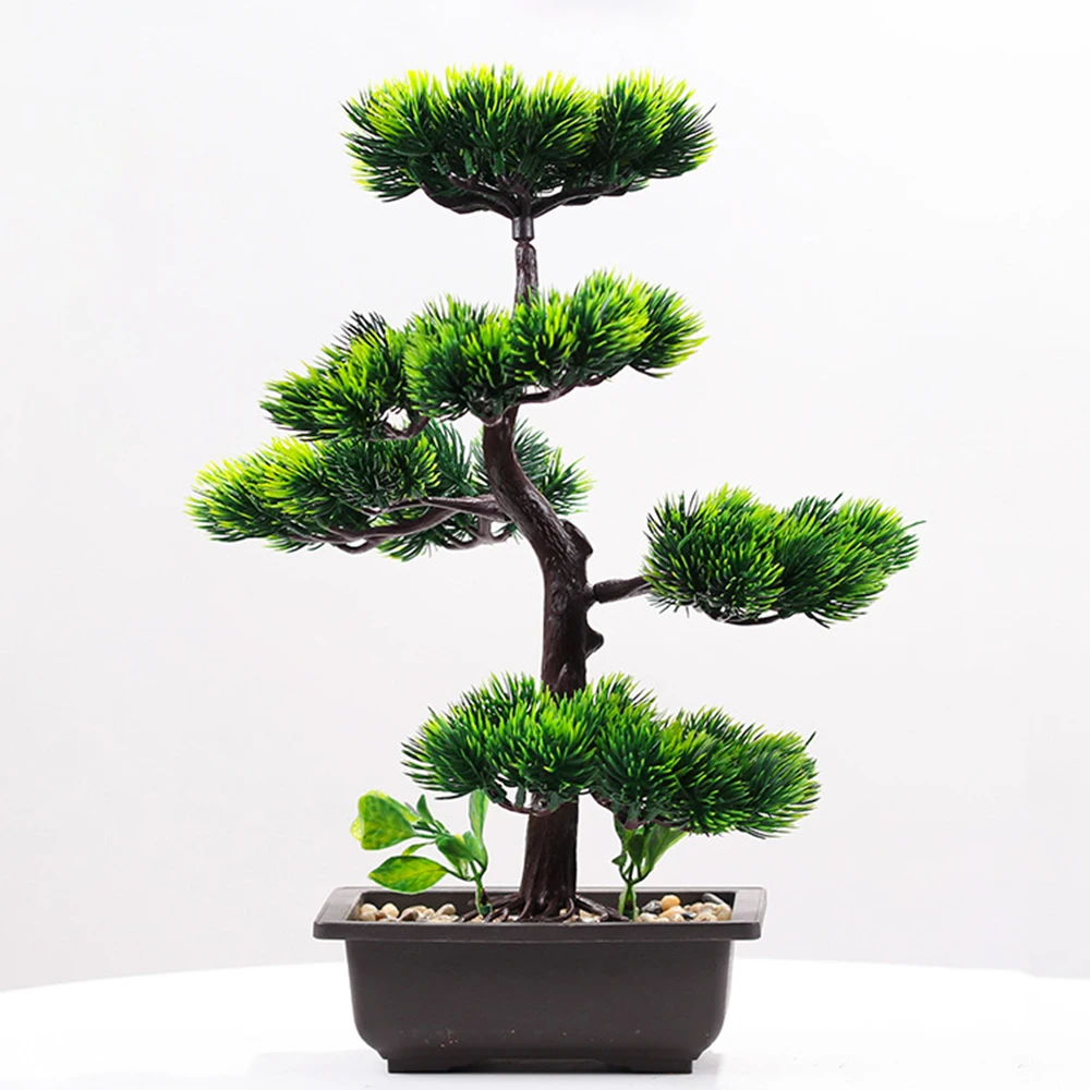 Tanaman Buatan Pinus Kecantikan Pohon Pinus Phoenix Imitasi Tanaman Pot Bonsai Manusia Hidup Kantor DIY Festival Dekoratif Hadiah Dekorasi Rumah