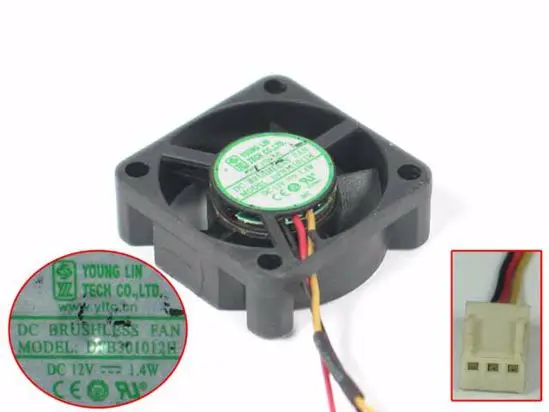 

Young Lin DFB301012H DC 12V 1.4W 30x30x10mm 3-wire Server Cooling Fan