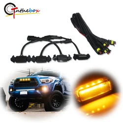 Front Grille Lighting Kit with Wiring Harness Kit For 2016-2020 Toyota Tacoma Car LED Grille Amber Lights 4Pcs/Set 12V