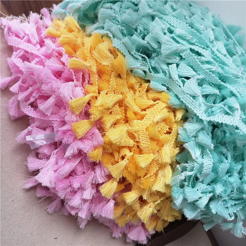 Polyester Cotton Fringe 5/10Yards 4.0cm Lace Tassel Trimming Colorful Ribbon Garment Sewing Accessory Curtain Decorative