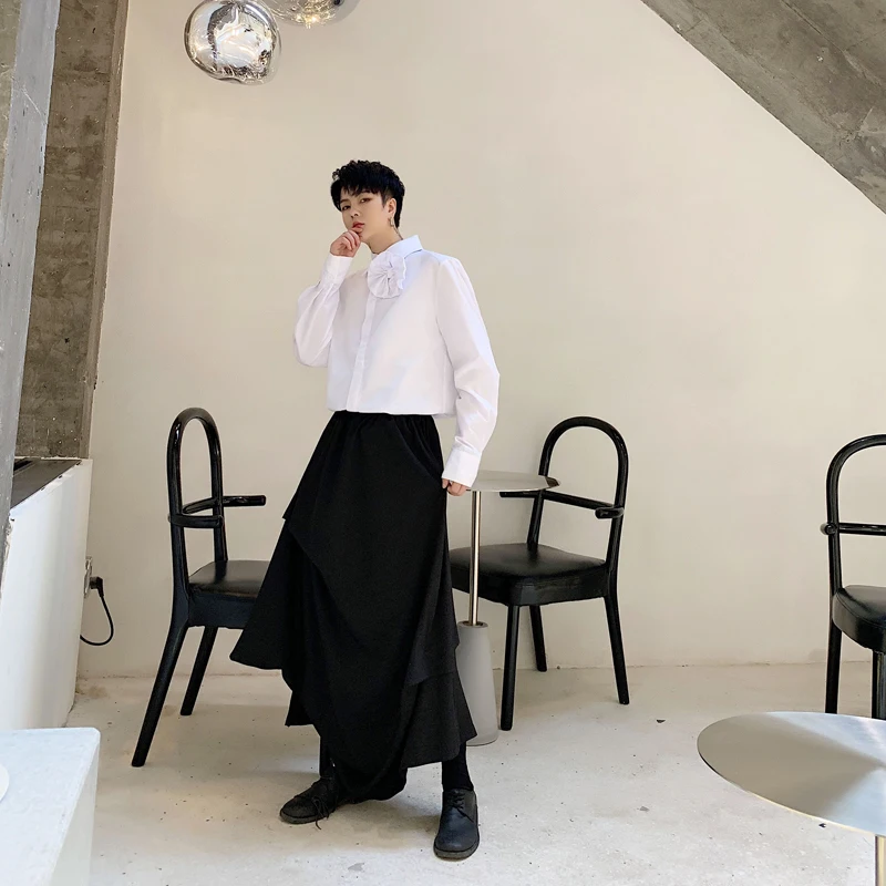 Men's Pants Spring And Autumn Casual Pants Pleated Pants Men's Culottes Flared Pants Hair Stylist Black Yamamoto Wave
