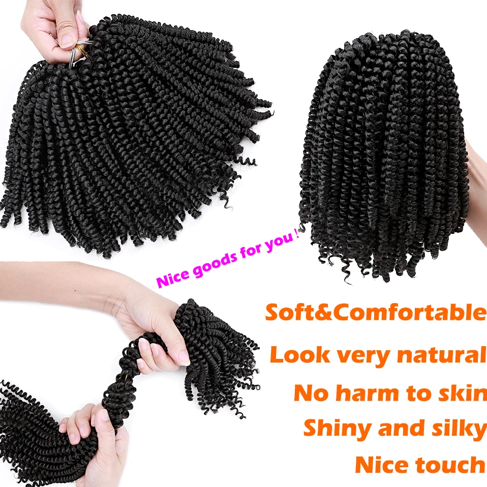 My-senhora 8 polegadas torção sintética gancho tranças ombre cachos africanos extensões de crochê encaracolado cabelo artificial enfeites para mulher afro