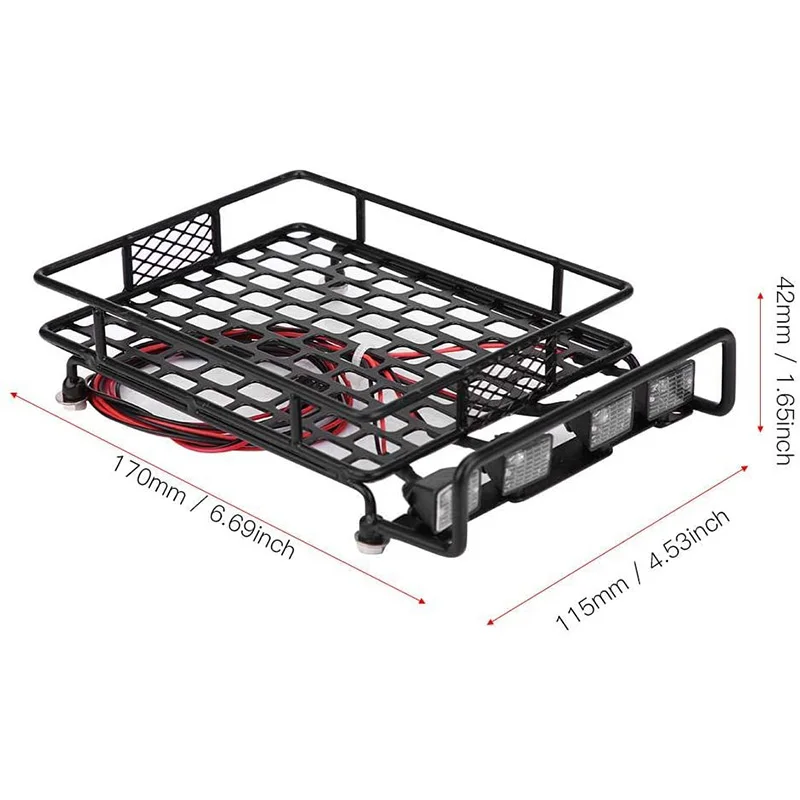 Bagażnik dachowy listwa świetlna LED dla Wrangler Tamiya CC01 Axial SCX10 bagażnik ze stopu aluminium bagażnik samochodowy bagażnik dachowy