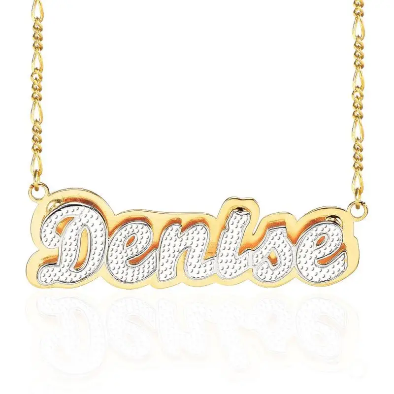 

Double Layer Two Tone Custom Name Necklace Personalized 3D Name Pendant Necklace18K Gold-Plate Jewelry Gifts For Women Girls