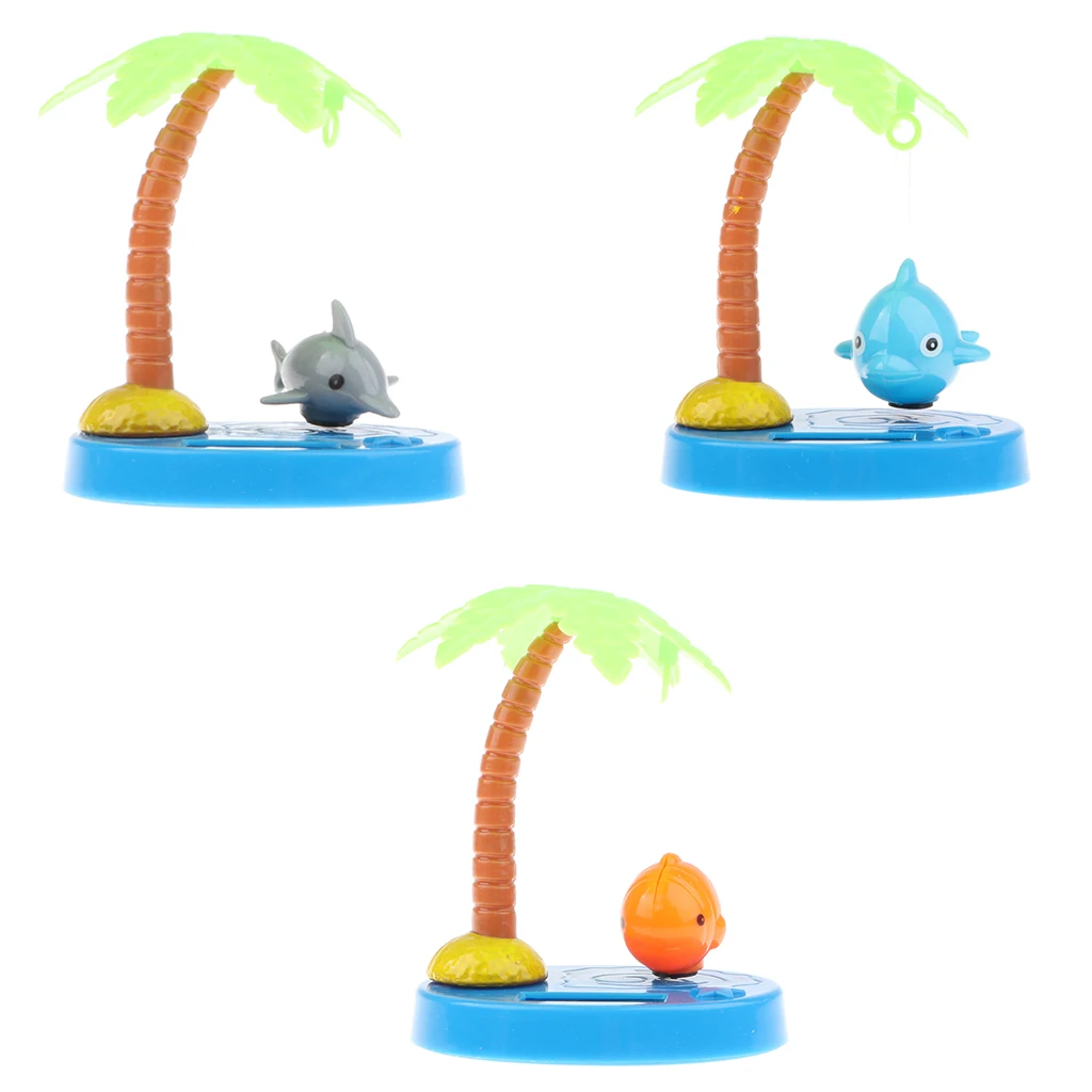 Swing Animal Doll Solar Powered Fish Coconut Palm Model Kids Toy Home Decor