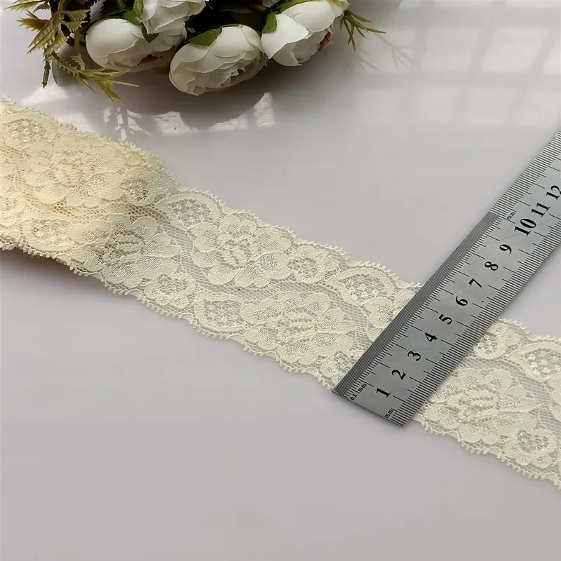 New 1Yard Elastic Lace Fabric Ribbon 6CM Wide Lace Trim Ribbon Diy Craft Fabric African Fabrics Stretch underwearAccessories