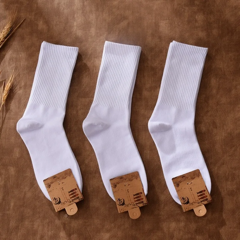 Men Socks Cotton Solid Color Harajuku High Tube Socks Business Mens Standard 1 Pair White Black Drop Ship Gifts for Man Soks