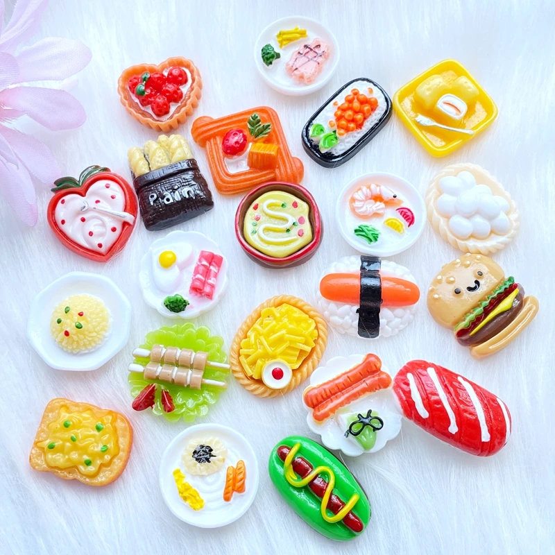 10Pcs/Lot New Resin Mini Simulated Bread Flat Back Scrapbooking Hair Bow Center Embellishments DIY Accessories W63