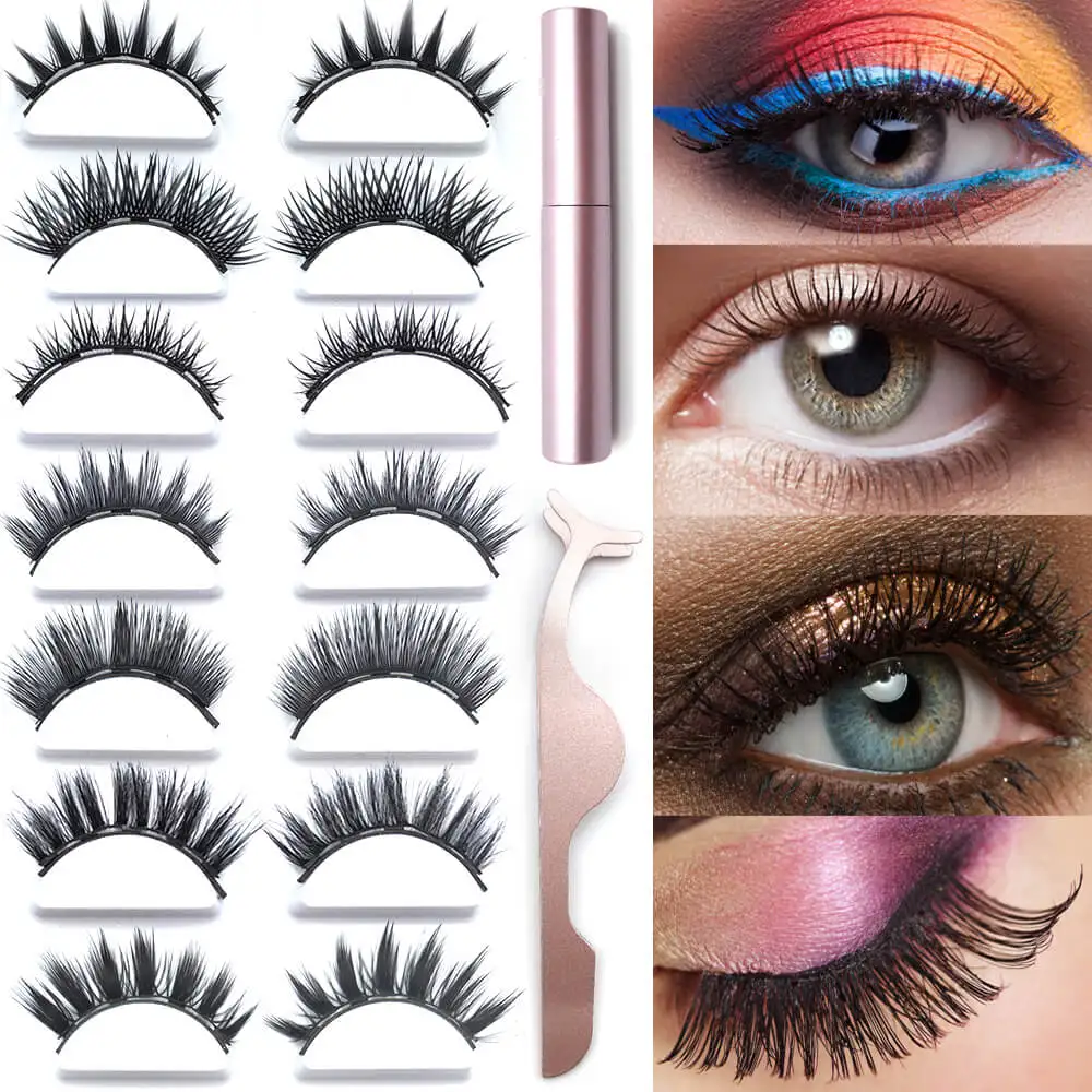 

2023 5 Magnets Magnetic Eyelashes Eye Eyeliner Liquid Set No Glue False Mink Extension Kit Curler 3D Individual Reusable Eyelash