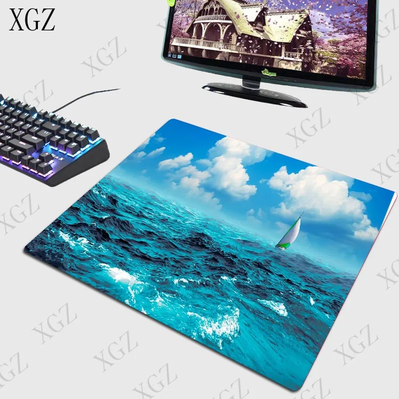 XGZ Sailing Ship In The Sea Cloud Scenery Gaming Keyboard Mouse Pad Large Computer Lock Edge Mousepad Desk Mat for LOL Dota XXL