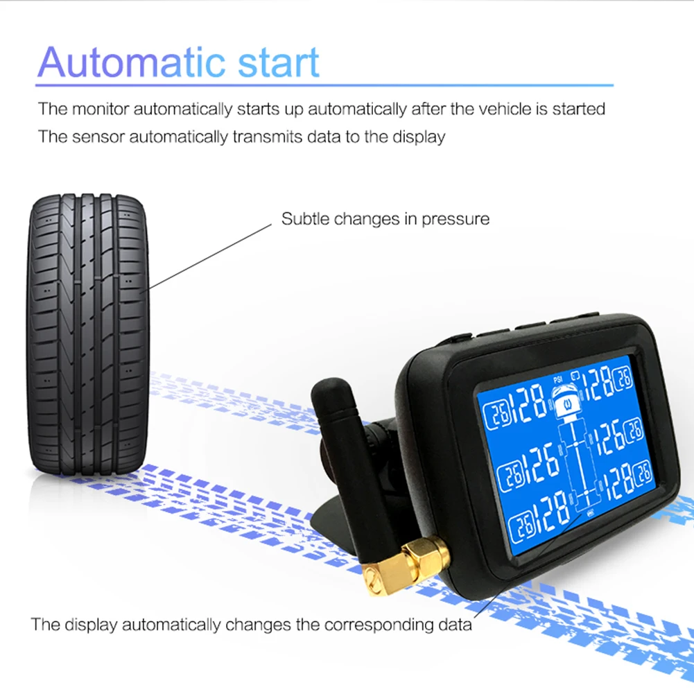 U901T TPMS Car Truck 24V Wireless Tire Pressure Monitor with 6 External Sensors Fuel Efficient waterproof driving security parts