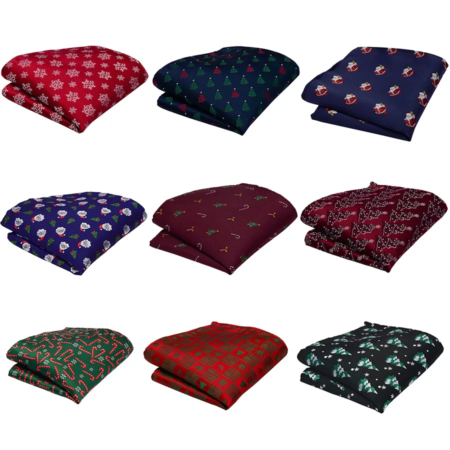 Pocket Squares for Christmas Novelty 25*25CM Men's Vintage Silk Handkerchief Fashion Hanky For Wedding Party Chest Towel