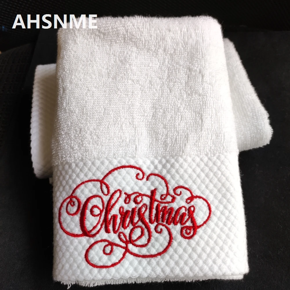 

Merry Christmas bath towel Customized message prayer baptism Cotton Hand Towel 100% Cotton Embroidery Name Personalized Towel