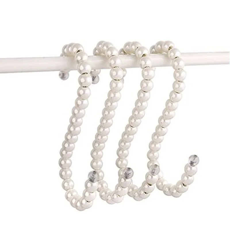 100Pcs/Lot White Pearl Beads Hanging S Hooks  Non-Slip Ornament Hook S Shaped Creativity S Hooks For Closets Clothing Shop