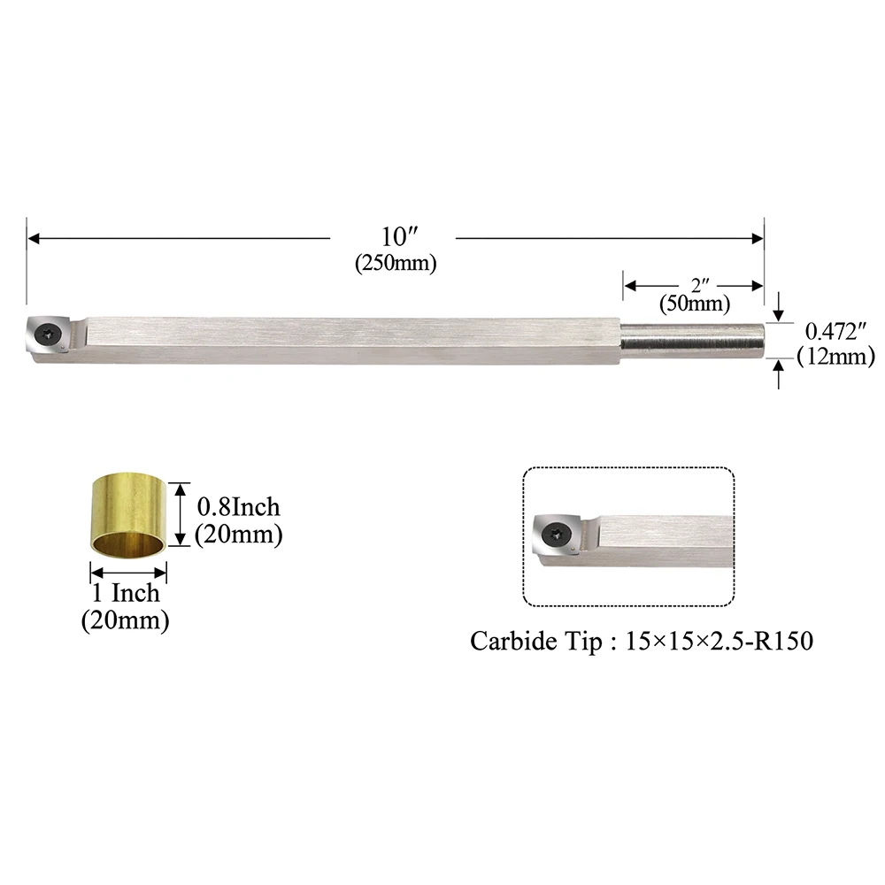 Wood Turning tool Carbide Tipped Lathe Chisel Rougher Tool bar With 15mm Carbide Insert for wood hobbyist or DIY or carpenter