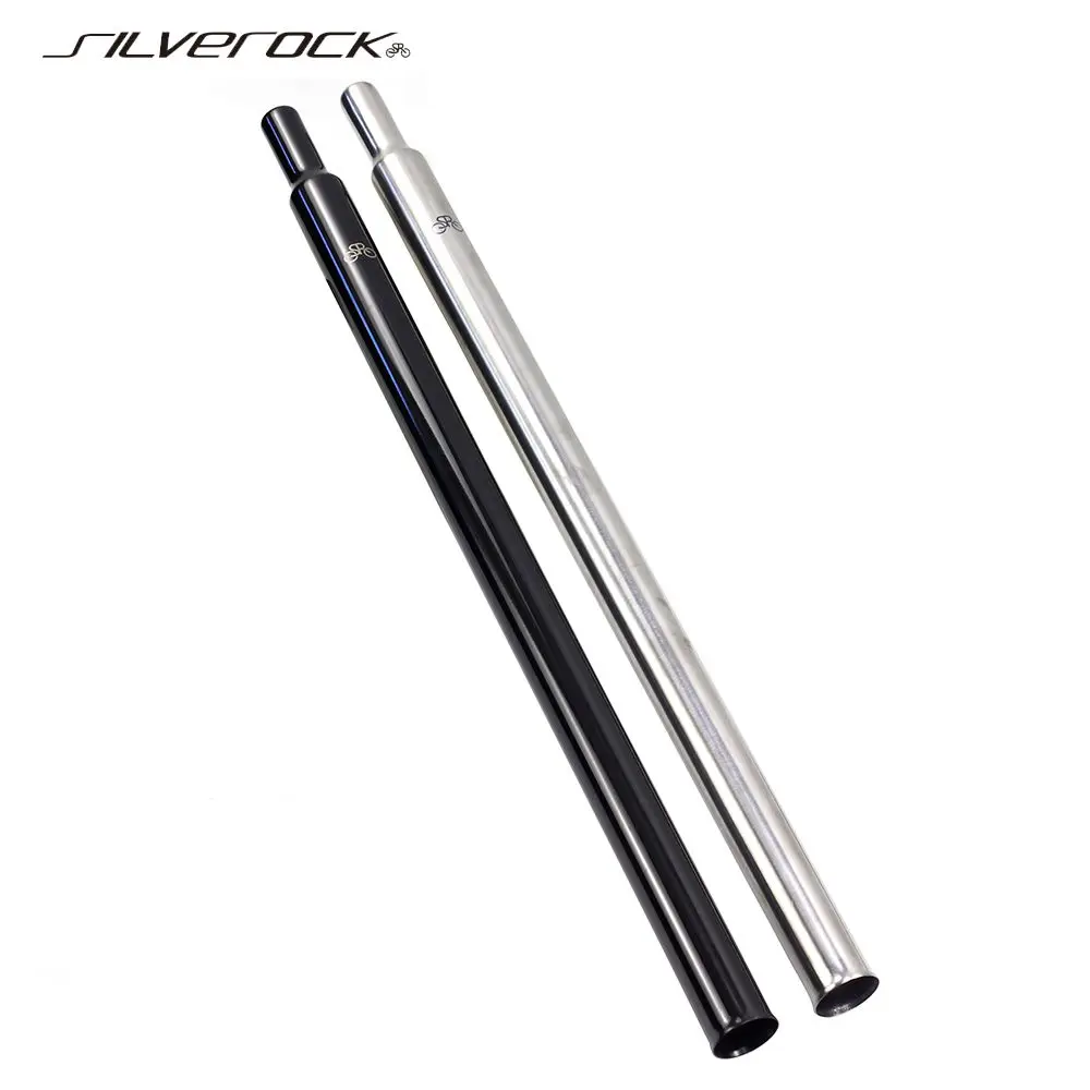 SILVEROCK Titanium Seatpost Black Silver Tube 31.8mm X 535mm  600mm  for Brompton 3sixty Weight 263g Folding Bike Seatpost