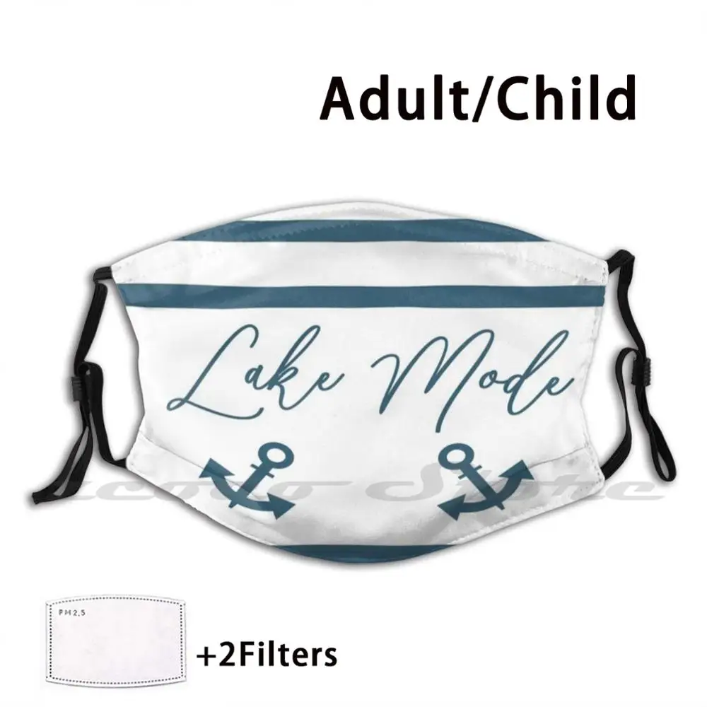 Lake Mode-Lake House Decor-On Lake Time-Blue And White Striped Lake Time Washable Trending Customized Pm2.5 Filter Mask