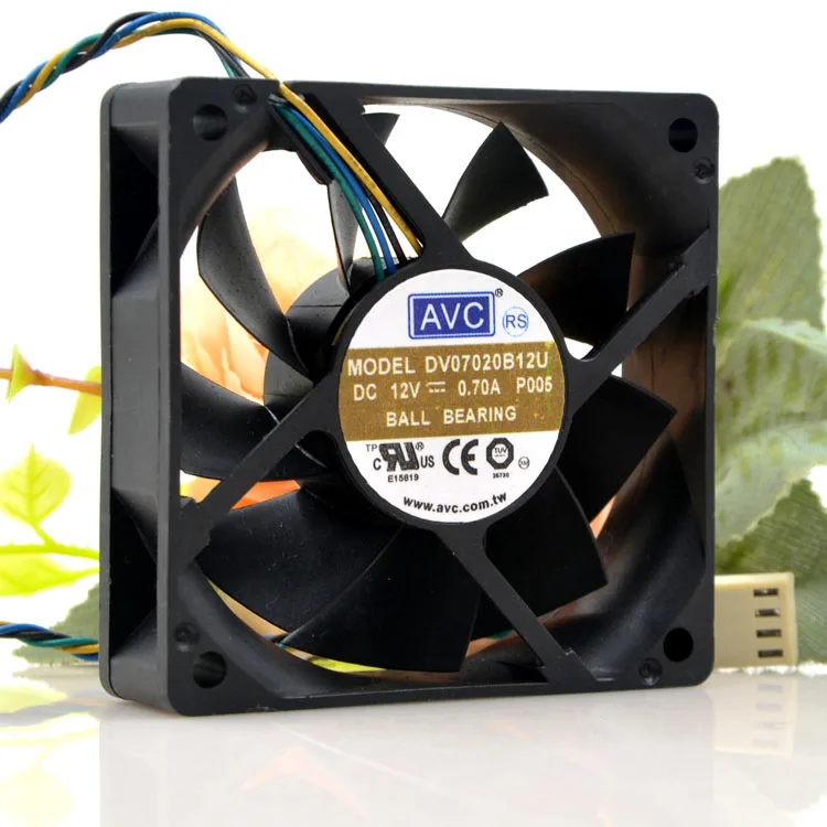 

AVC DV07020B12U 12V 0.7A 7CM 7020 Max Airflow Rate PWM Temperature Control Double Ball Fan