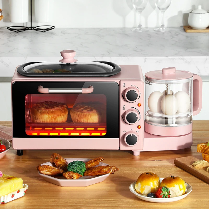 Multifunctional 4 in 1 Breakfast Machine 7L Electric Mini Oven Coffee Maker Egg Frying Pan Household Bread Pizza Oven