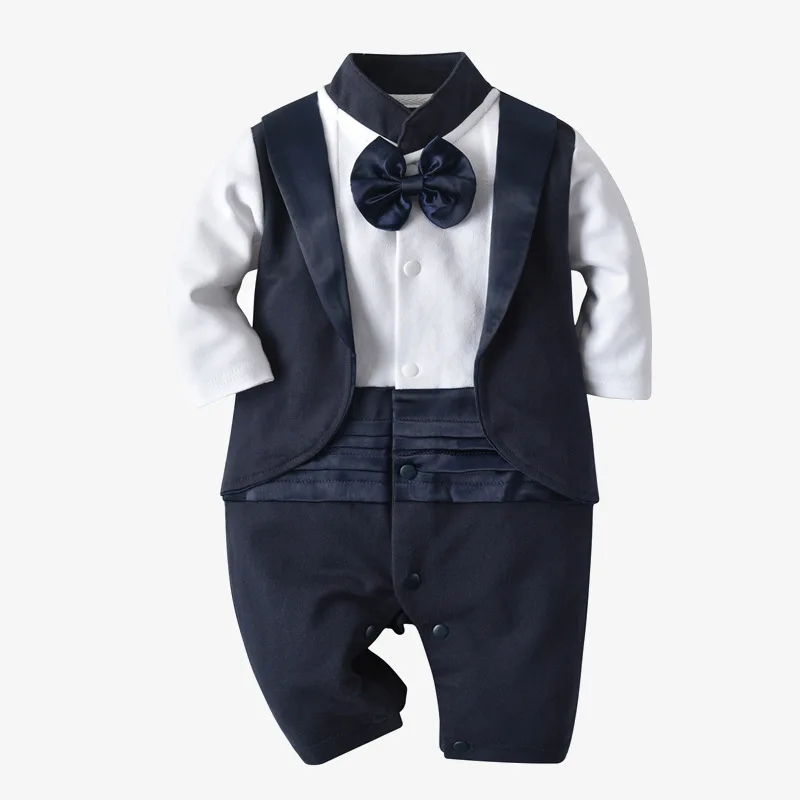 

Children's Dress Suit British Style Black Boy One-piece Gentleman Romper Climbing Clothes Trendy Party Costume