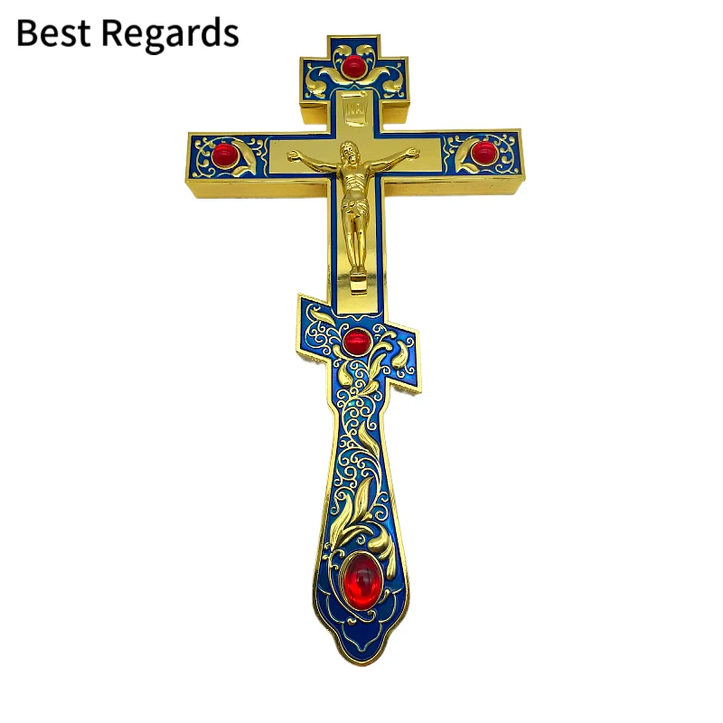 2021 The New Orthodox Cross Church Decoration Religious Wall Hanging Orthodox Blessing Pectoral Cross cruces colgante