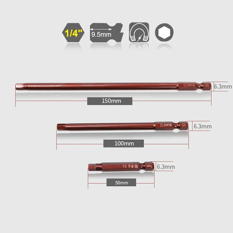 LAOA 육각 스크루 드라이버 비트, 전기 스크루 드라이버 비트, H1.5, H2.0, H2.5, H3.0, H4.0, H5.0, H6.0, 1 개