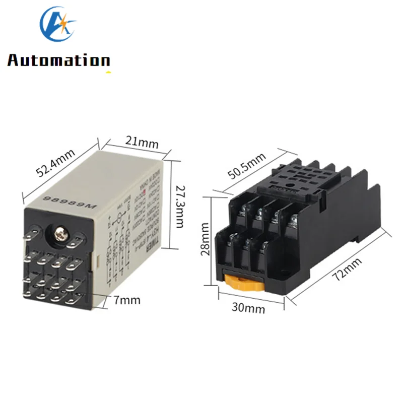 H3Y-4 Power-on Delay Rotary Knob 1S/5S/10S/30S/60S/3M/5M/10M/30M Timer Time Relay AC/DC 24V 14 Pin with Base PYF14A