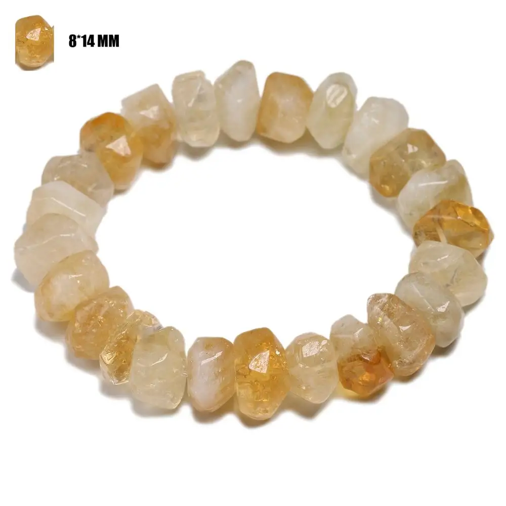 Natural Healing Energy Citrine Bracelets Chakra Meditation Degausst Bracele For Women Men Lucky Jewelry Indefinite Size 8 * 14MM