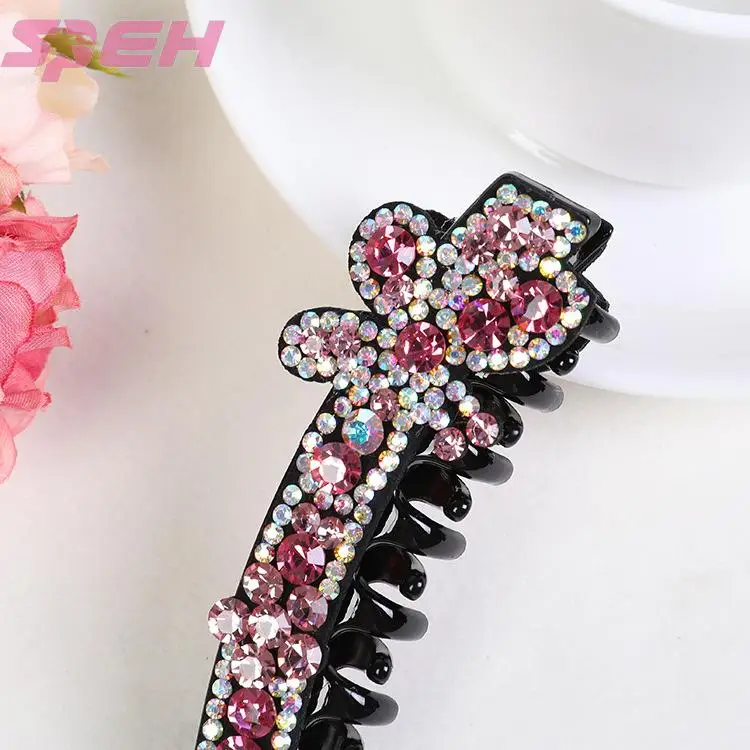 fashion new women's hair accessories with spring collet decoration inlaid with water brick simple hairpin