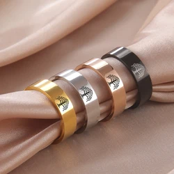 COOLTIME Amulet Tree Of Life Ring for Women Men Couple Wicca Finger Ring Stainless Steel Jewelry Amulet Accessories Family Gift