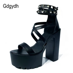 Gdgydh Nuovo Sexy Sandali Della Piattaforma Delle Donne Ultra Tacchi Alti Scarpe Moda Rivetto Scarpe Delle Signore Del Partito Piazza di Comfort del Tallone di Trasporto di Goccia