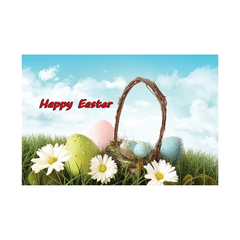 อีสเตอร์ดอกไม้ไข่กระต่ายการถ่ายภาพพื้นหลังไวนิลสเปรย์ไม่ทอ Party กำแพงฉากหลัง Easter Theme Photo Studio