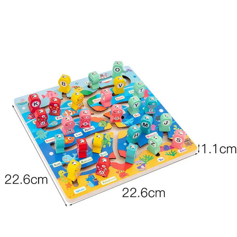 Jouets Montessori en bois pour enfants, jeu de pêche magnétique, Puzzle pour bébé, enseignement de la Cognition anglaise, jouet interactif éducatif précoce