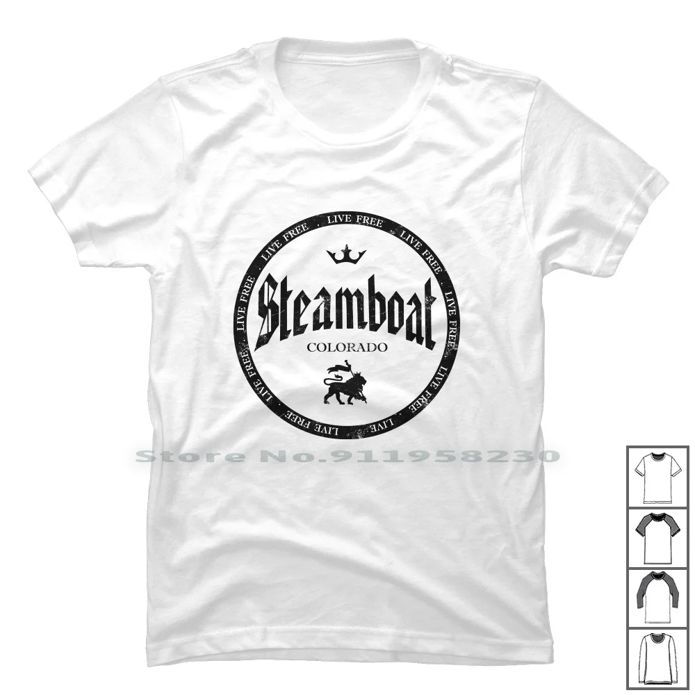 Retro Steamboat Ski T Shirt 100% Cotton Adrenaline Snowboard Colorado Holiday Winter Steam Board Team Line Boat Tea Ski