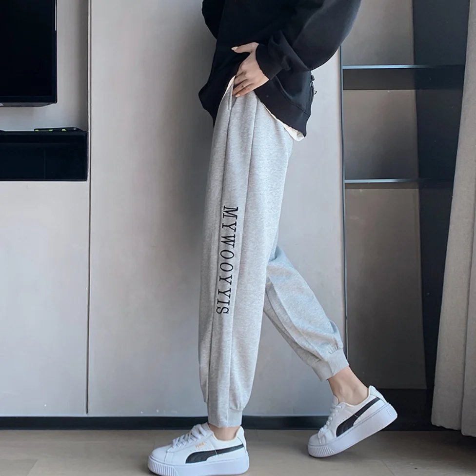 

Loose Sweatpants Women Harem Pants Sports Autumn Casual Cotton Pocket Letters Print Elastic Waist Joggers Sportswear 9949