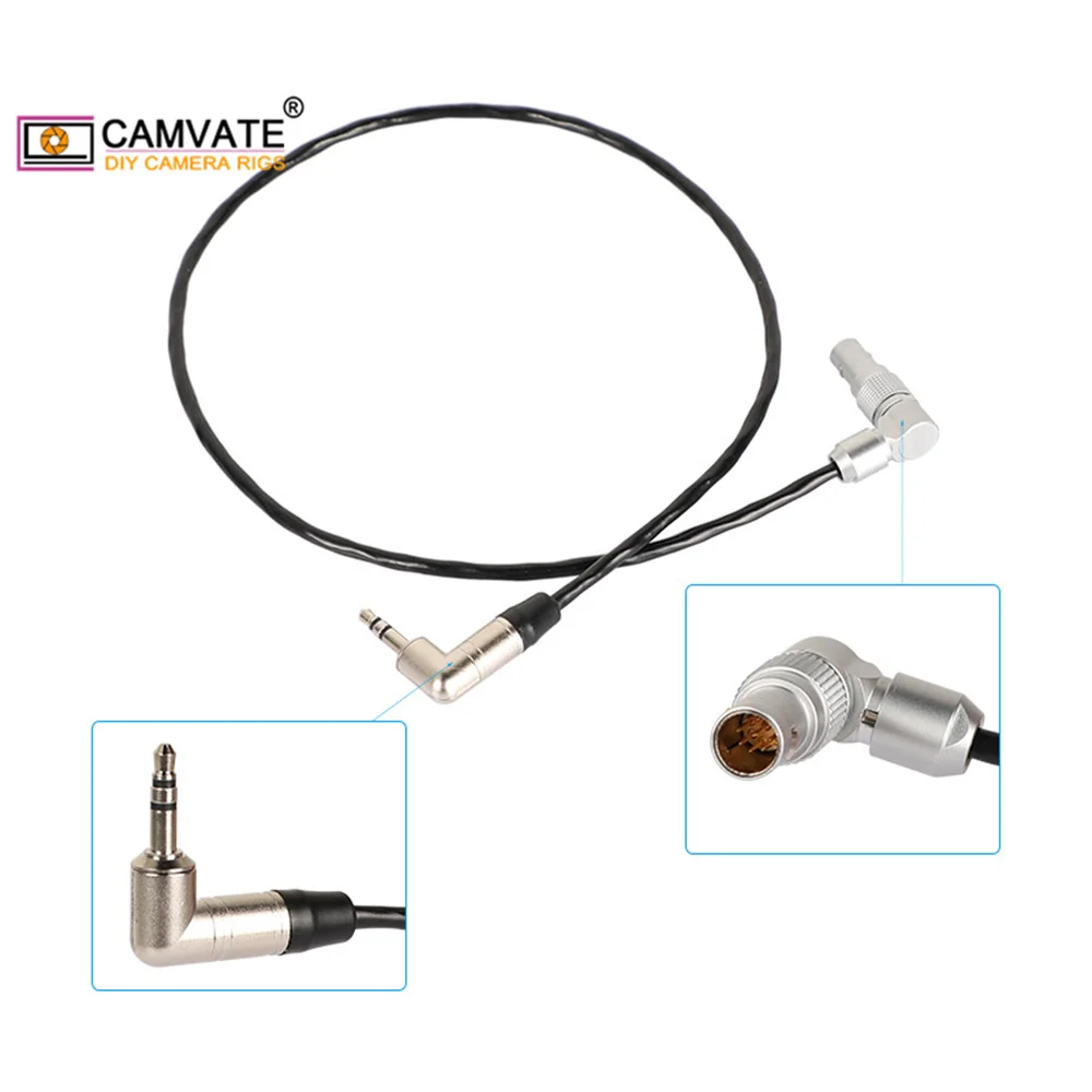 Camvate tomada do direito-ângulo 3.5mm ao cabo preto 46cm da entrada do timecode do pino do ext 9 para a câmera vermelha do cinema de komodo 6k digitas