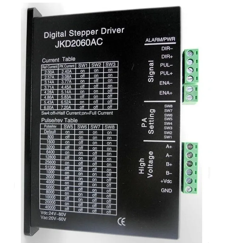 2 phase stepper motor driver/digital controller JKD2060 peak 7.2A 256 microstep 24V-80VDC